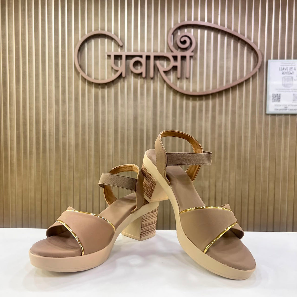 Exclusive Nude Block Heel Sandal For Casual And Daily Wear