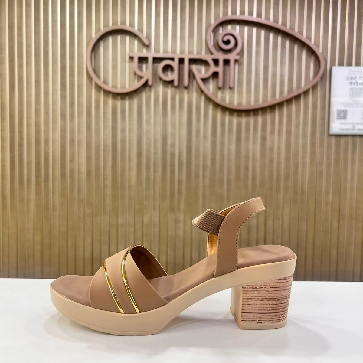 Exclusive Nude Block Heel Sandal For Casual And Daily Wear
