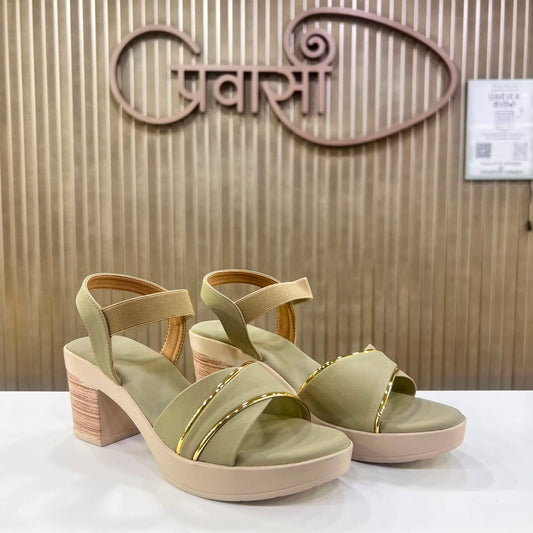 Exclusive Avocado Block Heel Sandal For Casual And Daily Wear