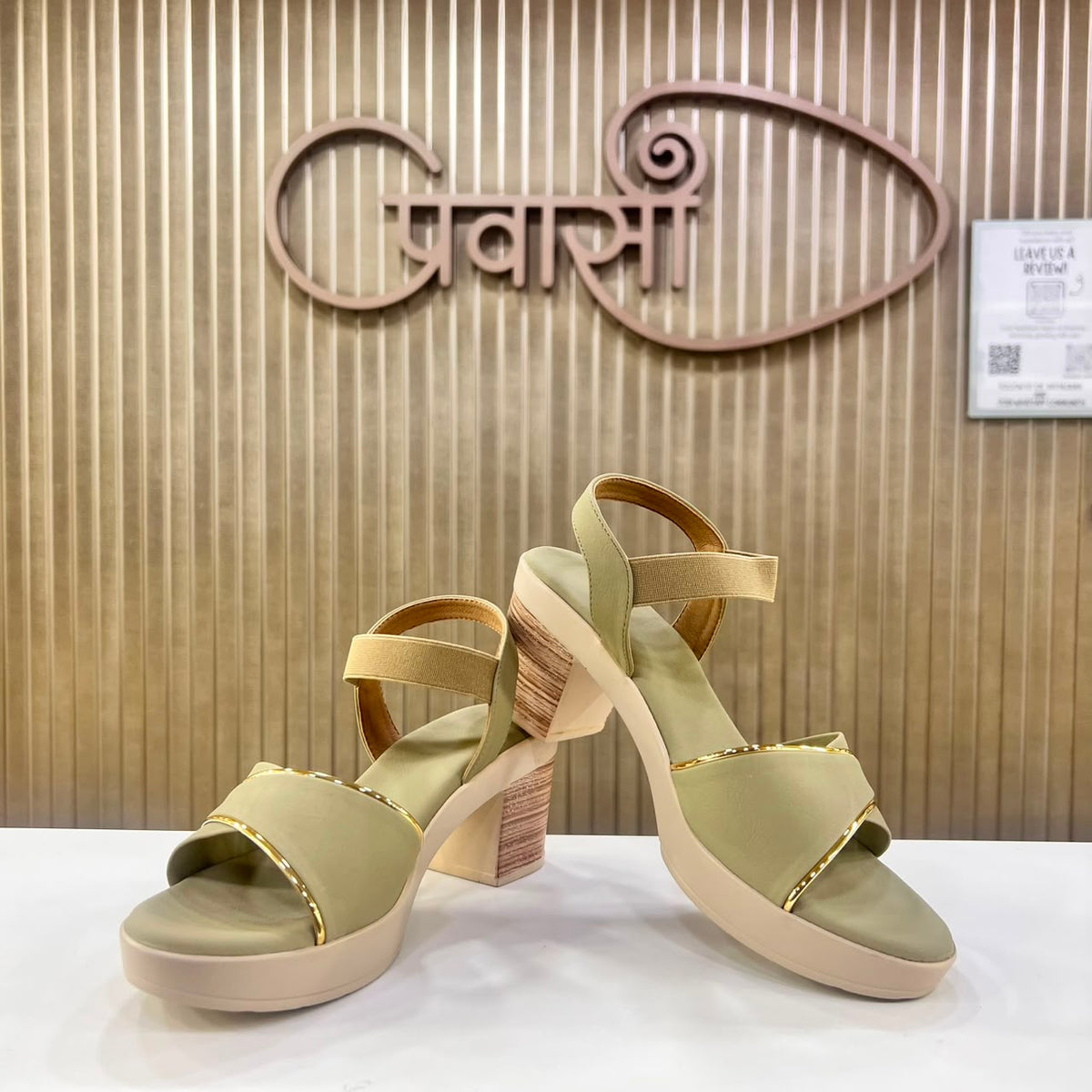 Exclusive Avocado Block Heel Sandal For Casual And Daily Wear