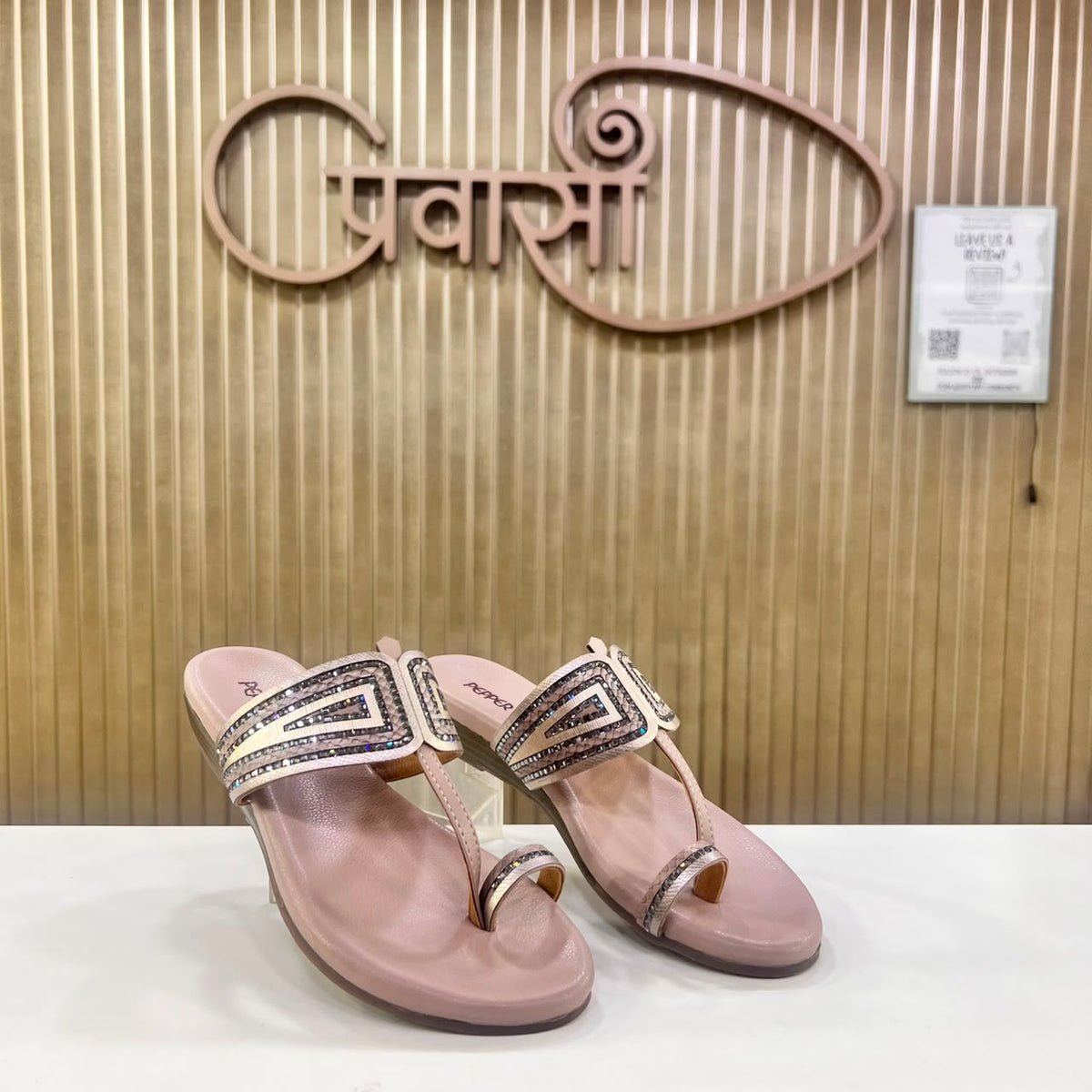 Premium Rose Gold Designer Strap Chappal (Pepper Brand)