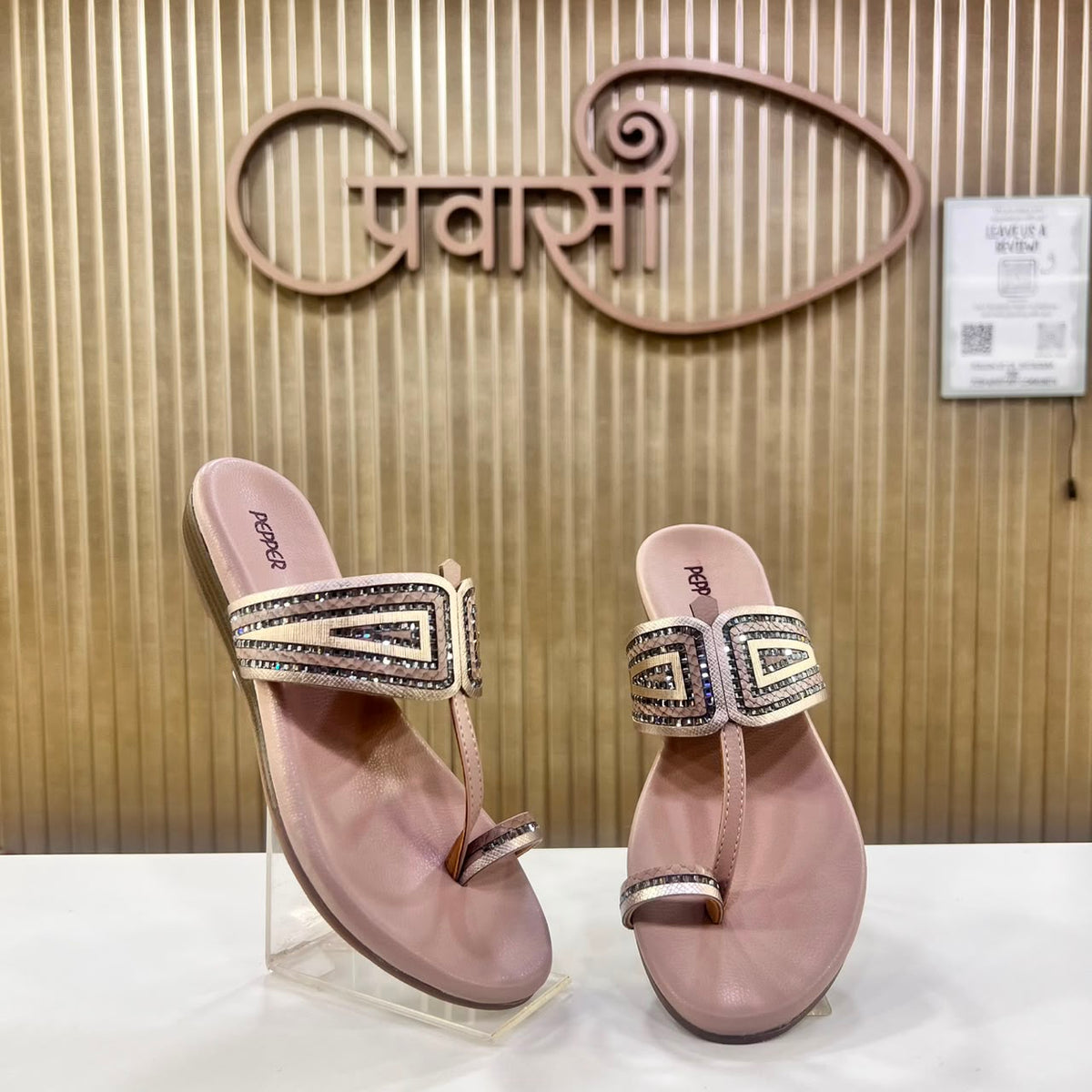 Premium Rose Gold Designer Strap Chappal (Pepper Brand)