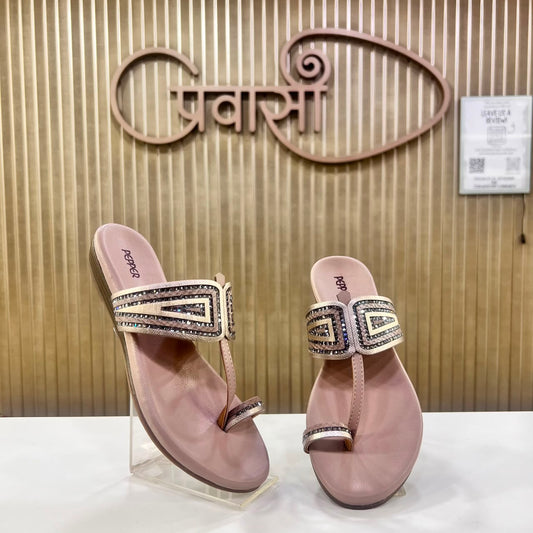 Premium Rose Gold Designer Strap Chappal (Pepper Brand)