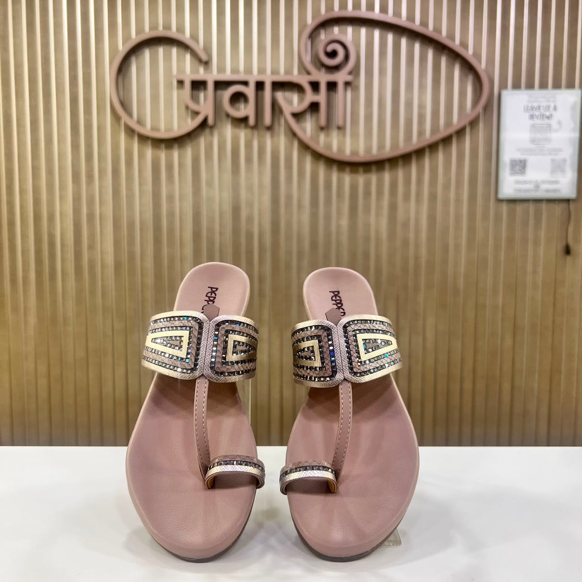 Premium Rose Gold Designer Strap Chappal (Pepper Brand)